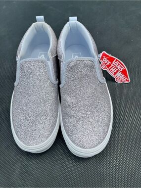 Vans Glitter Slip-Ons  - Silver Sparkle